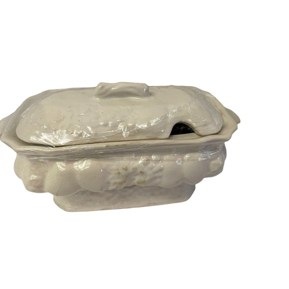 Vintage Made in Japan Ceramic Electric Food Warmer Tureen White Fruit Good